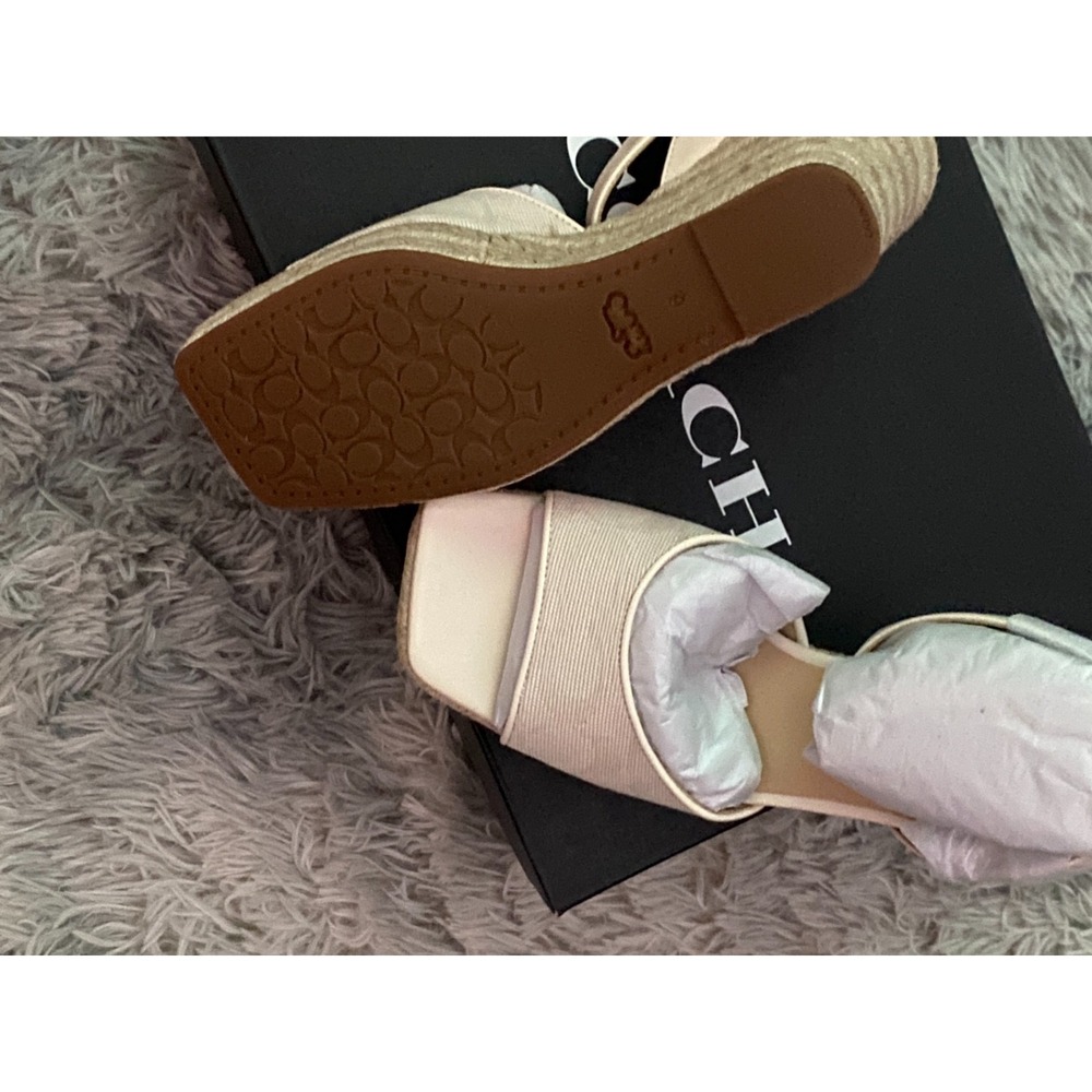 Women's COACH Signature C Espadrille Wedge Sandals Chalk Size 6 New With Tags - Picture 4 of 9